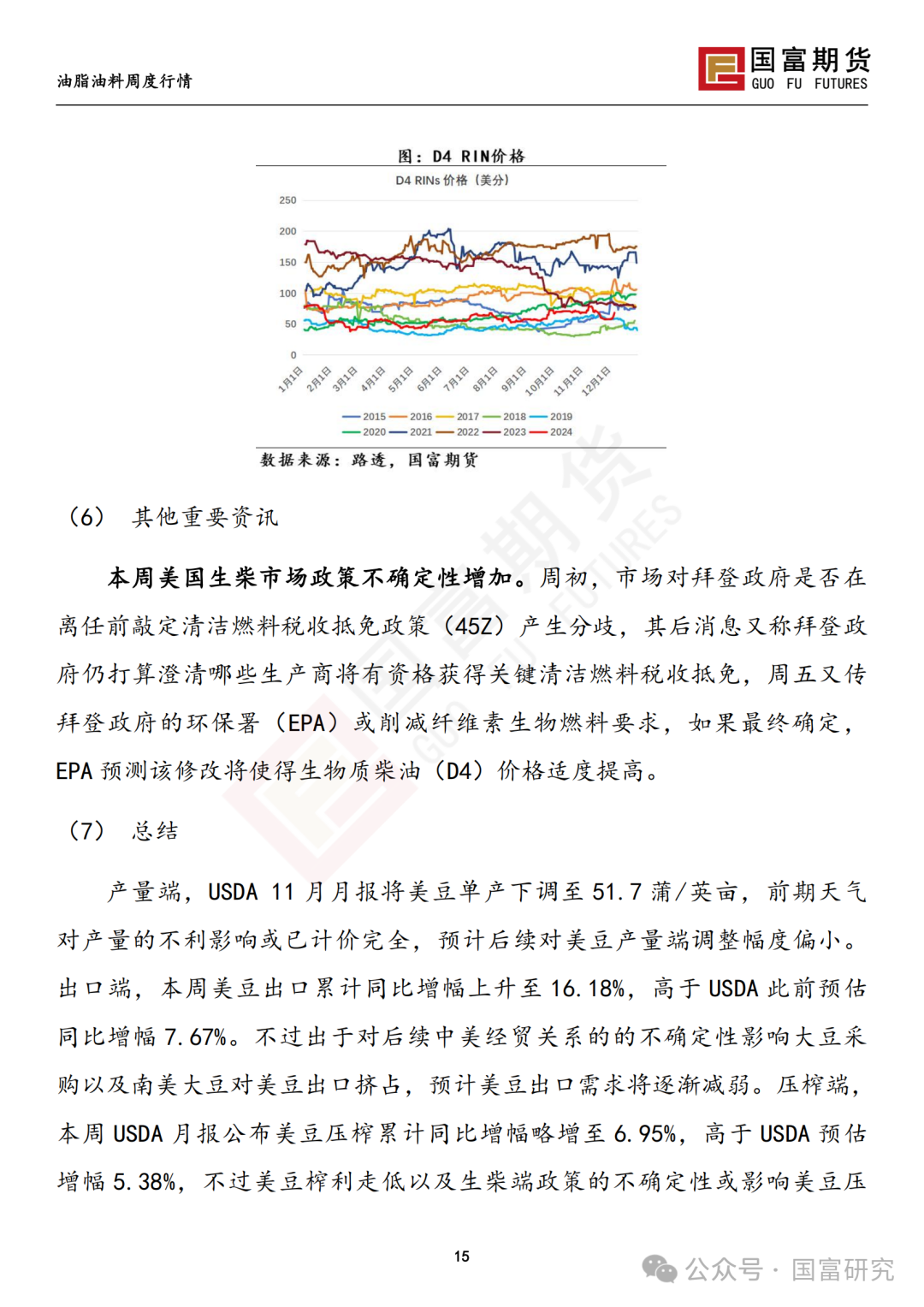 【国富豆系研究周报】进口成本支撑减弱，DCE 豆粕大幅下挫 20241209